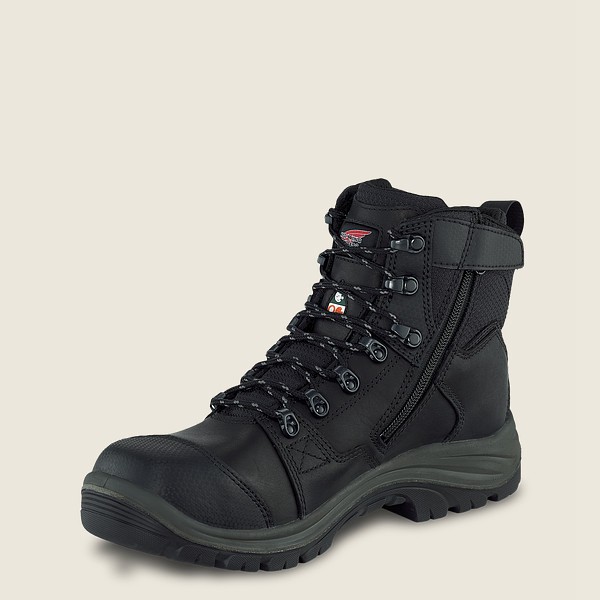 Red Wing Safety Boots Trades - 6-inch Side-zip Waterproof Csa Toe - Black - Mens EBQ472385